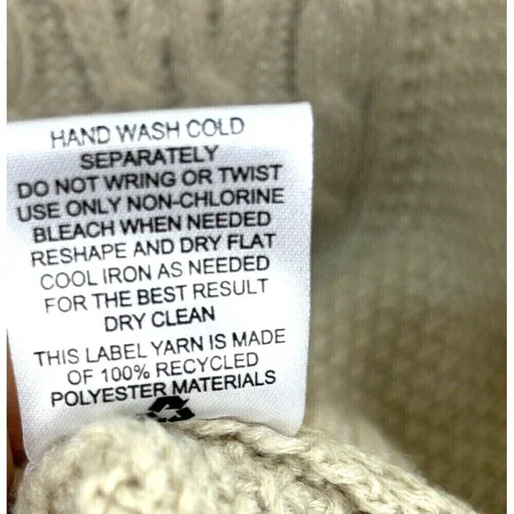 New Lucky Brand Womens Size XL Peyote Beige Cable Knit Chunky Sweater Dress N4 - Picture 12 of 12